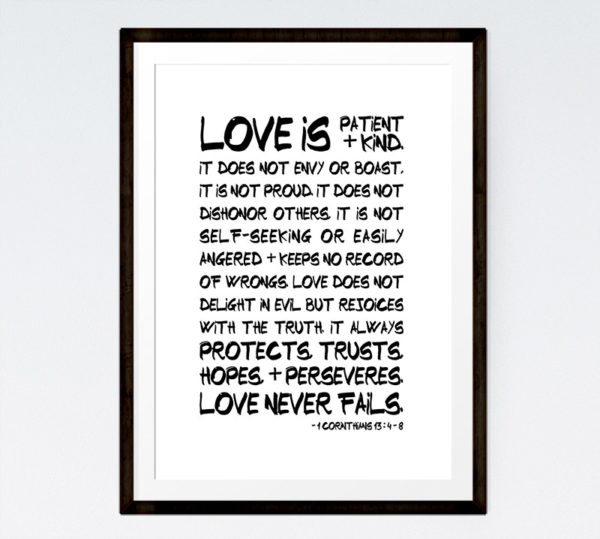 Love is patient + kind - 1 Corinthians 13:4-8