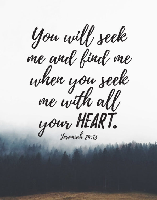 Seek me with all your heart - Jeremiah 29:13