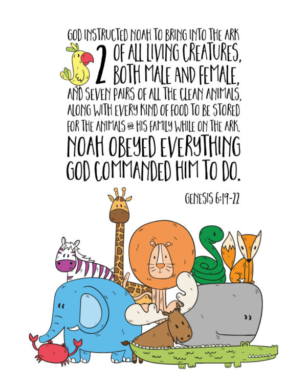 God instructed Noah to bring into the ark two of all living creatures - Genesis 6:19-22